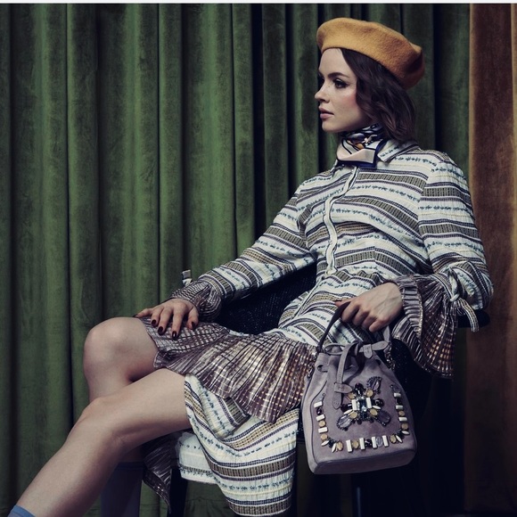 Vivienne Hu Green textured Multi stripe asymmetric ruffle skirt - Picture 2 of 12